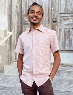 Passion Lilie Men's Salmon Button Down Shirt