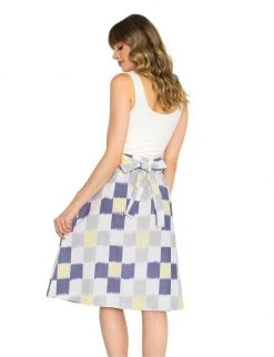 Passion Lilie Sunshine Plaid Ikat Midi Skirt
