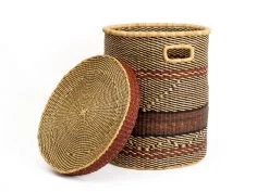 KAZI Home Goods Patterned Grass Hamper - Brown