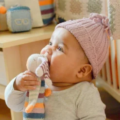 Pebble Fair Trade Ribbed Baby Hat - Dusky Pink