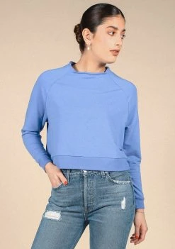 Poplinen Wilder Mock Neck Sweatshirt - Periwinkle Clothing