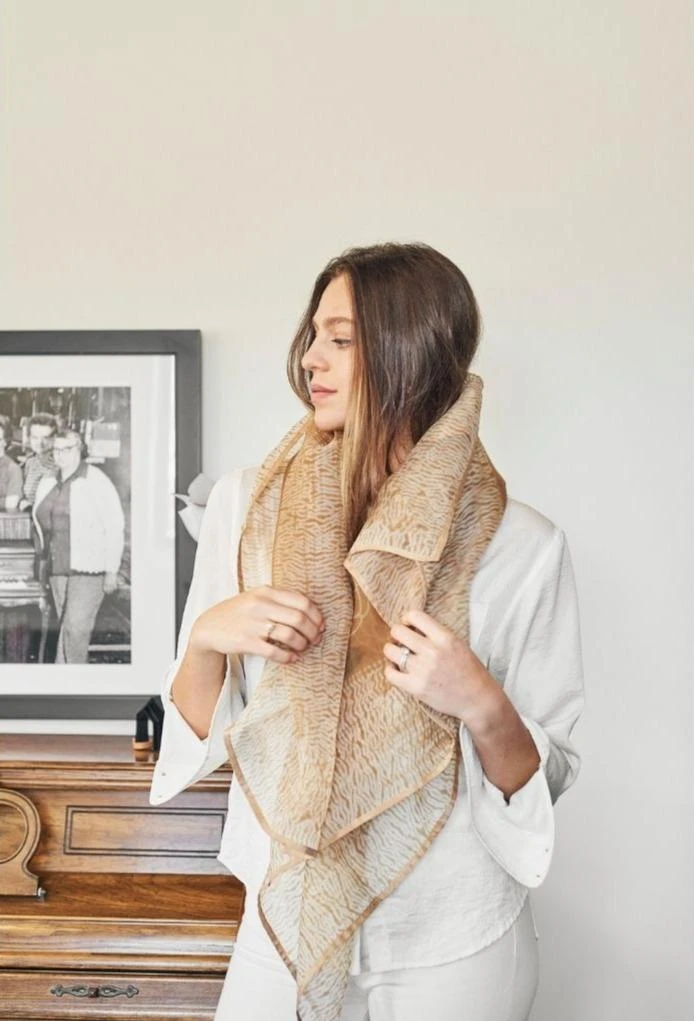 Studio Variously Primrose Cinnamon Silk Scarf 6 Studio Variously Primrose Cinnamon Silk Scarf