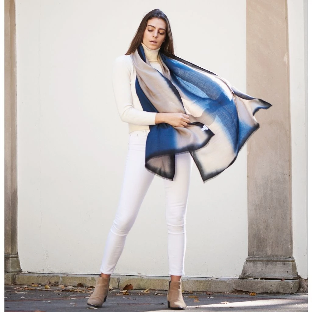 Studio Variously Prussian Cashmere Scarf 3 Studio Variously Prussian Cashmere Scarf