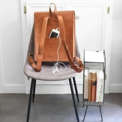 Purse & Clutch Leather Laptop Backpack - Russet Brown Accessories