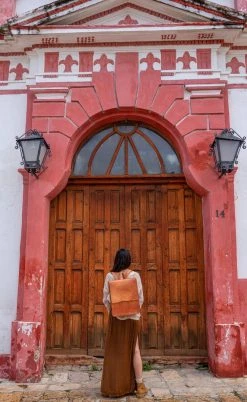 Purse & Clutch Leather Laptop Backpack - Russet Brown Accessories