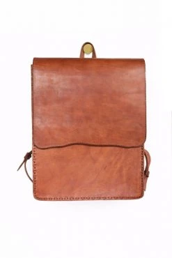 Purse & Clutch Leather Laptop Backpack - Russet Brown Accessories