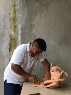 Purse & Clutch Leather Backpack - Russet Brown Handcrafted