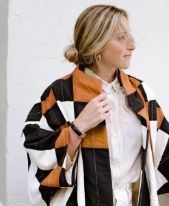 Anchal Clothing Quilted Patchwork Plaid Cocoon Jacket