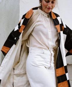 Anchal Clothing Quilted Patchwork Plaid Cocoon Jacket