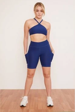 Wolven Recycled Bike Short With Pockets - Indigo Activewear + Athleisure