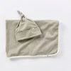 Coyuchi Remi Baby Blanket + Beanie Set - Laurel