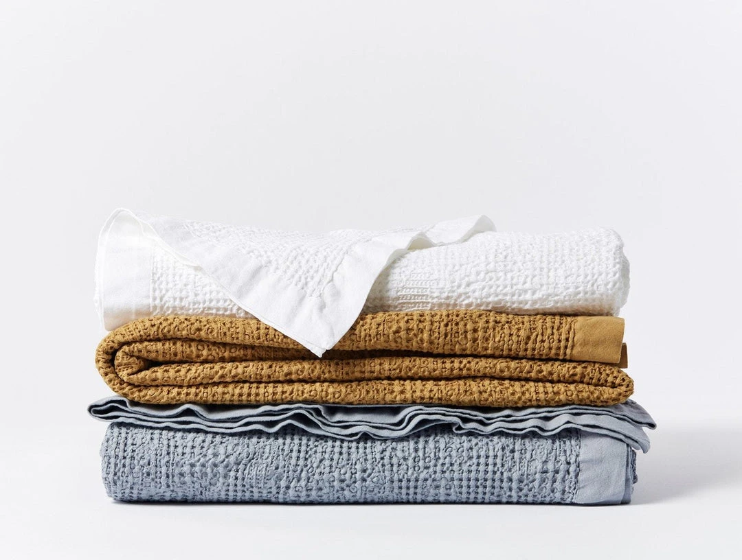 Coyuchi Reyes Waffle Blanket - Steel Blue 5 Coyuchi Reyes Waffle Blanket - Steel Blue