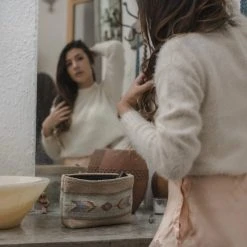 MZ Fair Trade Sagebrush + Sand Wool Clutch Bag Accessories