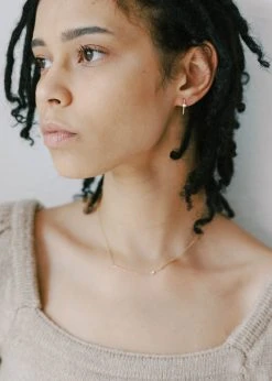 Sara Patino Jewelry Curved Bar Recycled Necklace - White Topaz Best Sellers