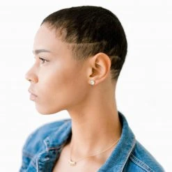 Sara Patino Jewelry Deep Pearl Recycled Gold Stud Earrings