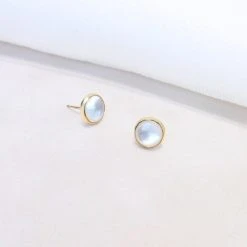 Sara Patino Jewelry Deep Pearl Recycled Gold Stud Earrings