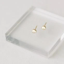 Sara Patino Jewelry Gold White Topaz Recycled Stud Earrings