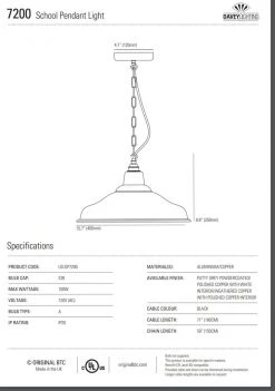 Ameico School Pendant Light - Weathered Copper Lighting