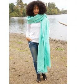 Swahili African Modern Sea Glass Blue Gabi Tablecloth / Throw Blanket