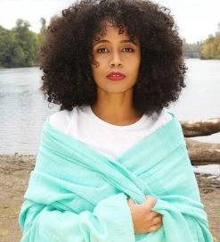 Swahili African Modern Sea Glass Blue Gabi Tablecloth / Throw Blanket