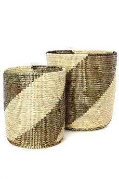 Swahili African Modern Home Goods Nesting Swirl Baskets Set