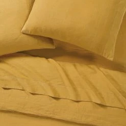 Sijo Home Goods French Linen Pillowcase Set - Turmeric