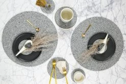 Slash Objects Round Recycled Rubber Placemat - Gris