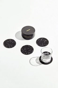 Slash Objects Best Sellers Round Recycled Rubber Coaster Set - Speckled Black