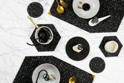 Slash Objects Best Sellers Round Recycled Rubber Coaster Set - Speckled Black