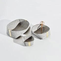 Slash Objects Recycled Rubber + Brass Basket Set - Gris