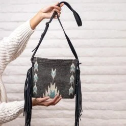 MZ Fair Trade Smoky Quartz Wool Fringe Bag Accessories