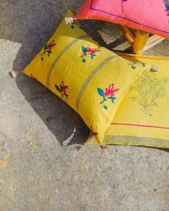 Soil To Studio Ira Linen Throw Pillow Cover - Dandelion Yellow