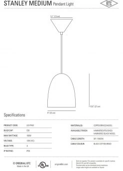 Ameico Stanley Medium Pendant Light - Copper Lighting