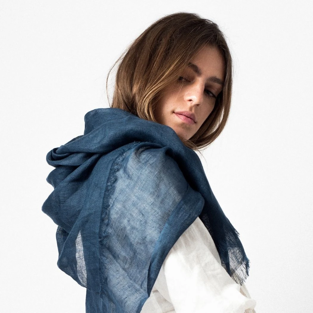 Studio Variously Midnight Blue Linen Scarf Accessories 8 Studio Variously Midnight Blue Linen Scarf Accessories