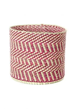 Swahili African Modern Berry And Natural Maila Milulu Reed Basket 9 Swahili African Modern Berry And Natural Maila Milulu Reed Basket