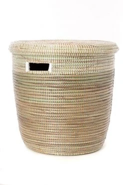 Swahili African Modern Black, Silver & White Half & Half Flat Lid Basket Home Goods 11 Swahili African Modern Black, Silver & White Half & Half Flat Lid Basket Home Goods