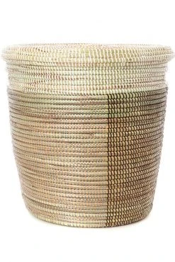 Swahili African Modern Black, Silver & White Half & Half Flat Lid Basket Home Goods 9 Swahili African Modern Black, Silver & White Half & Half Flat Lid Basket Home Goods