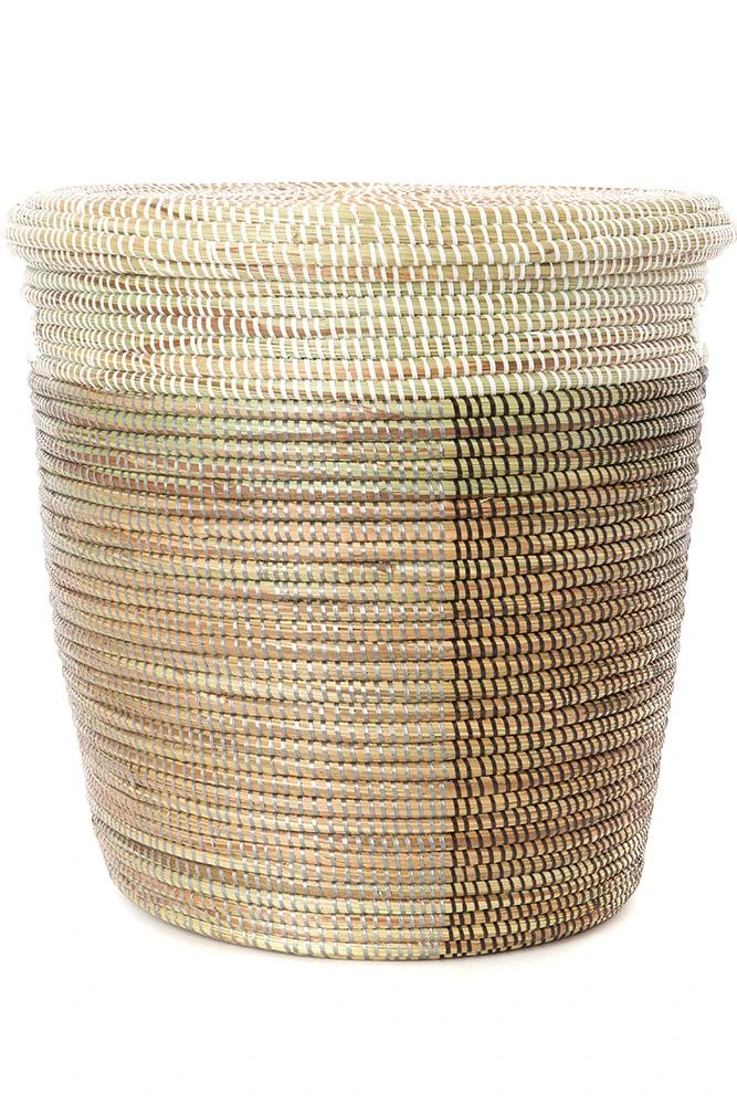 Swahili African Modern Black, Silver & White Half & Half Flat Lid Basket Home Goods 5 Swahili African Modern Black, Silver & White Half & Half Flat Lid Basket Home Goods