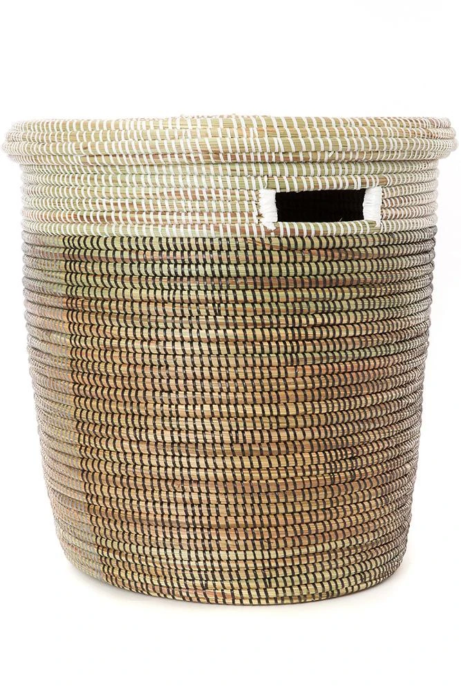 Swahili African Modern Black, Silver & White Half & Half Flat Lid Basket Home Goods 3 Swahili African Modern Black, Silver & White Half & Half Flat Lid Basket Home Goods