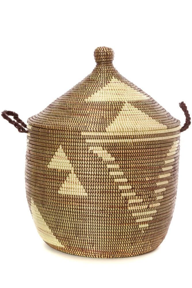 Swahili African Modern Brown And Cream Triangle Design Basket 3 Swahili African Modern Brown And Cream Triangle Design Basket