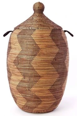 Swahili African Modern Extra Large Black And Gold ZigZag Hamper Home Goods