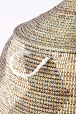 Swahili African Modern Extra Large Silver And White ZigZag Hamper 8 Swahili African Modern Extra Large Silver And White ZigZag Hamper