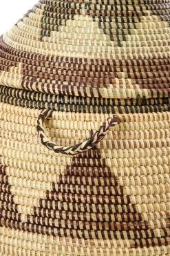 Swahili African Modern Large Black And Cream Dune Laundry Hamper Basket