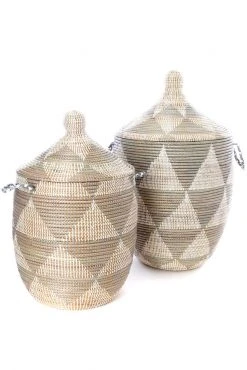 Swahili African Modern Medium Silver Triangle Laundry Hamper