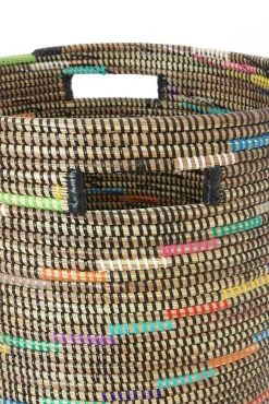 Swahili African Modern Sable Swirl Flat Lid Storage Basket Home Goods