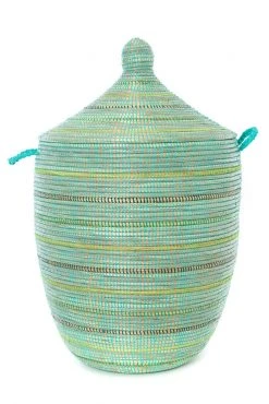 Swahili African Modern Home Goods Large Seaside Stripes Laundry Hamper Basket