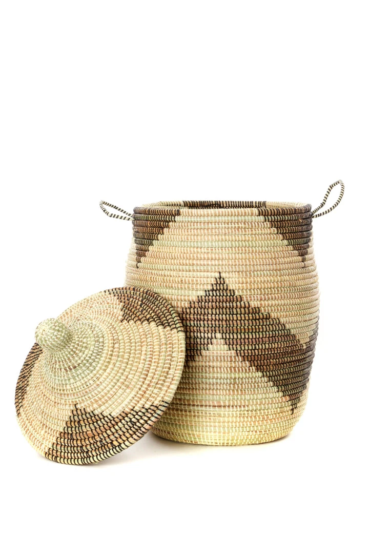 Swahili African Modern Black And Beige Mixed Pattern Hamper Set 9 Swahili African Modern Black And Beige Mixed Pattern Hamper Set
