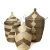 Swahili African Modern Black And Beige Mixed Pattern Hamper Set