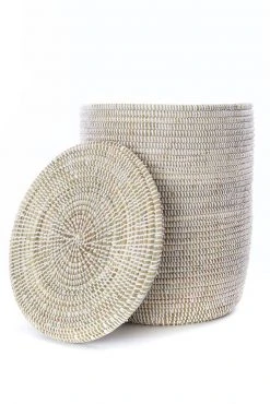 Swahili African Modern Solid White Classic Hamper Set