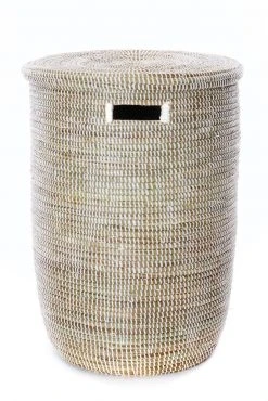 Swahili African Modern Solid White Classic Hamper Set